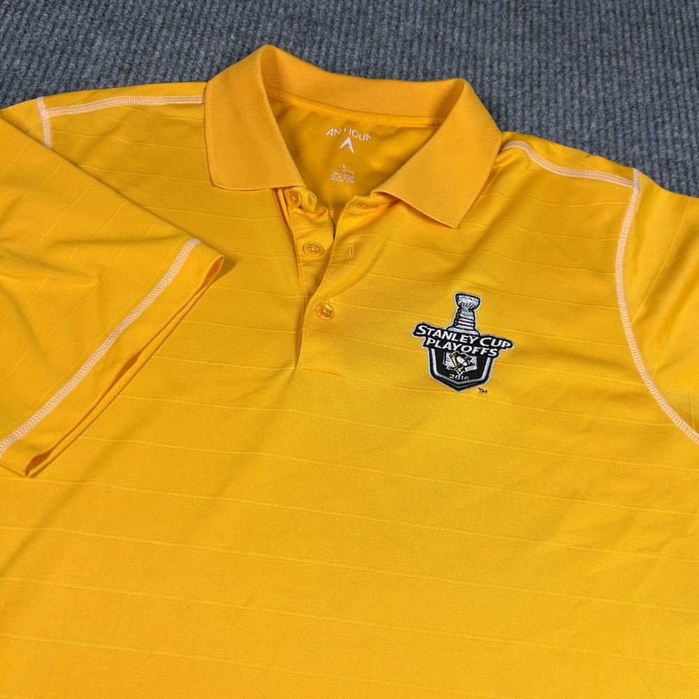 Antigua Shirt Men's L Pittsburgh Penguins Stanley Cup Playoffs Polo Performance